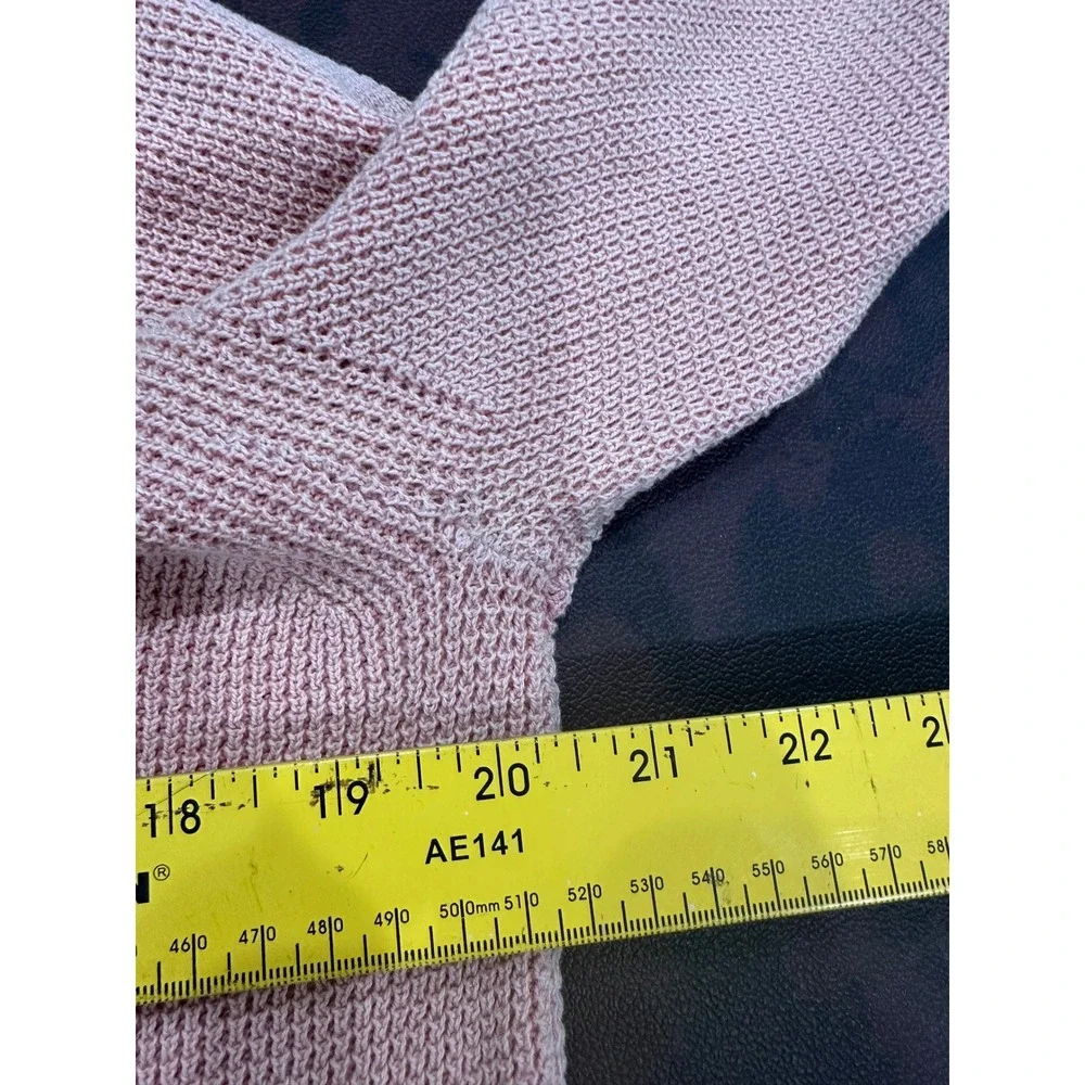 Faherty Brand Pink Organic Cotton Waffle Knit Crewneck Sweater Womens Medium